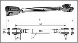 Нержавеющие талрепы «вилка-вилка»